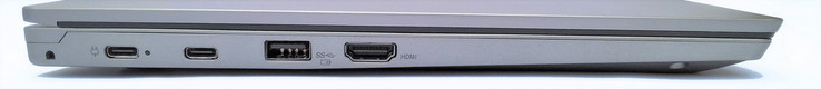 Left side: 1x USB 3.1 Gen1 Type-C as power connection, 1x USB 3.1 Gen1 Type-C, 1x USB 3.0 Type-A, 1x HDMI