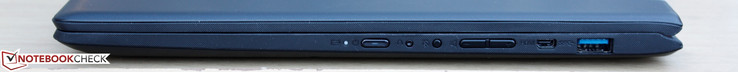 Right: Power button, Recovery button, Rotation lock, Volume rocker, Micro-HDMI, USB 3.0