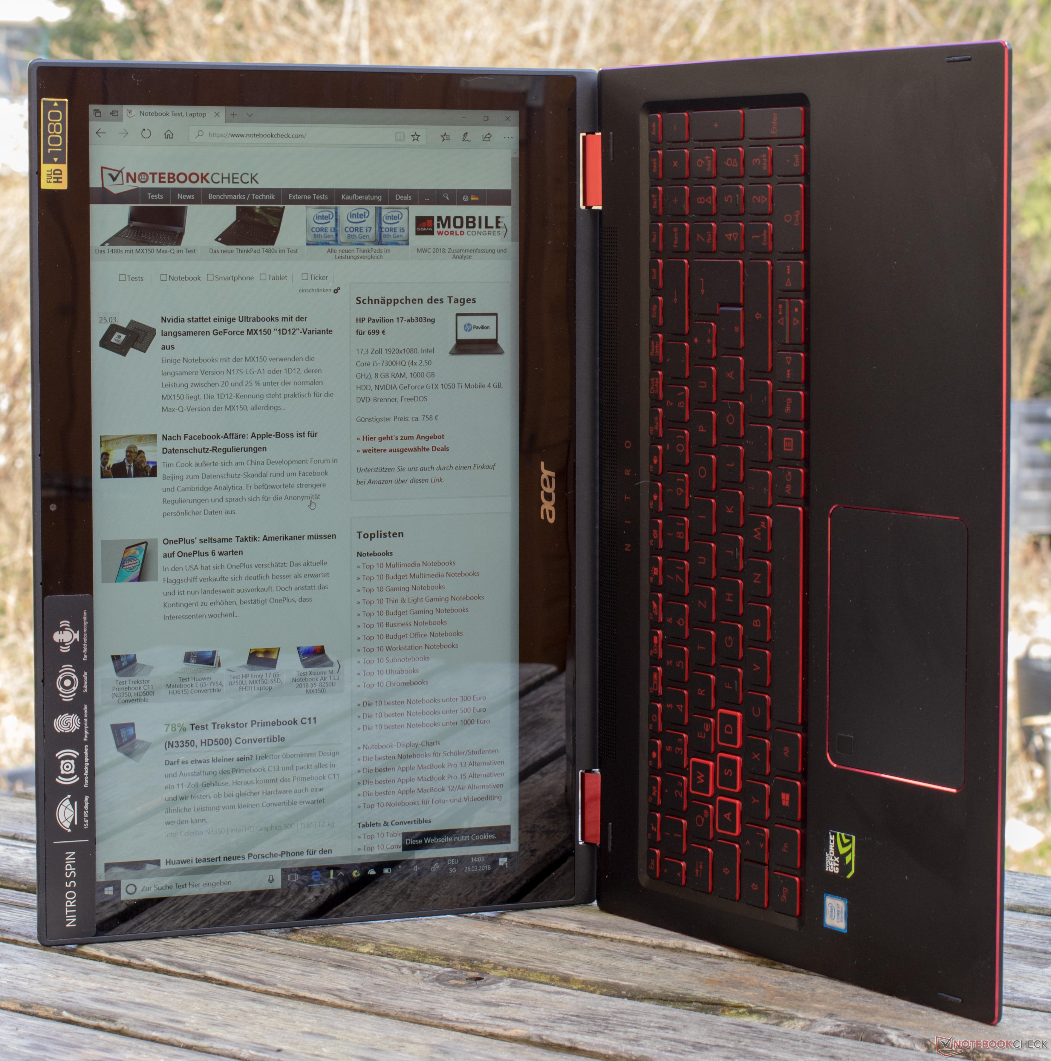 Test: Acer Nitro 5 Spin NP515 (i7-8550U, GTX 1050 ...