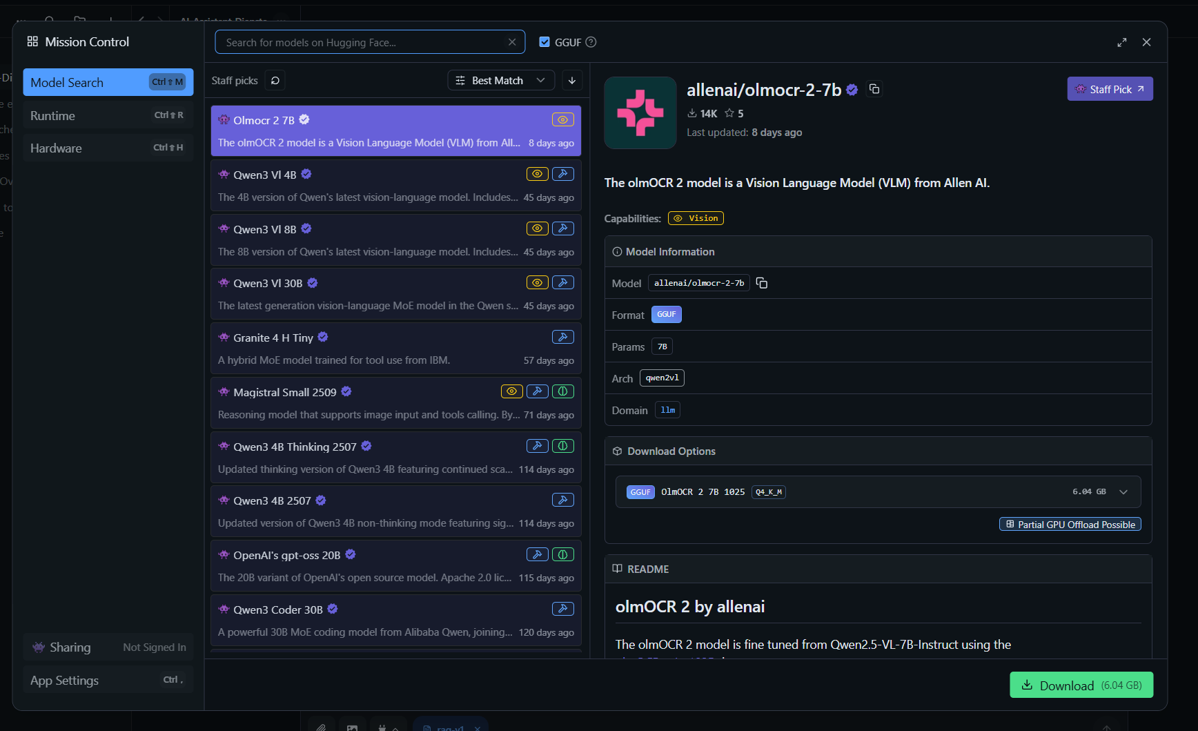LM Studio har många modeller redo för nedladdning