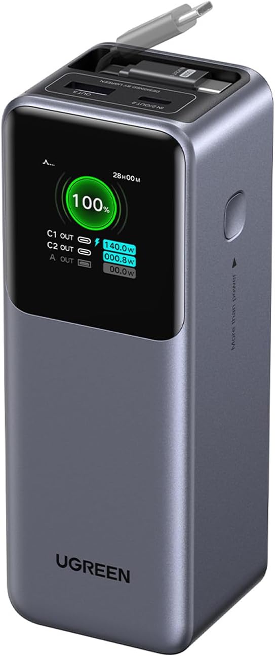 Ugreen Nexode Power Bank med utdragbar kabel. (Bildkälla: Ugreen)