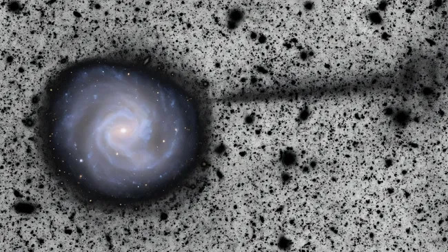Bild av stjärnströmmen som kommer från galaxen M61. (Bildkälla: Romanowsky et al. 2025, RNAAS)
