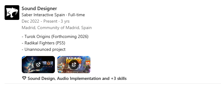 Skärmdump som visar det potentiella lanseringsdatumet för Turok: Origins på LinkedIn. (Bildkälla: LinkedIn)