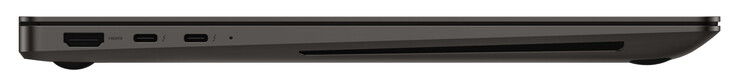 Vänster sida: HDMI, 2x Thunderbolt 4 (USB-C; Power Delivery, DisplayPort)