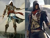 Edward Kenway från Assassin's Creed Black Flag och Arno Dorian från Assassin's Creed Unity visas sida vid sida.