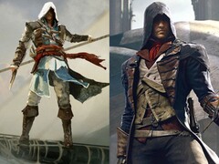 Edward Kenway från Assassin's Creed Black Flag och Arno Dorian från Assassin's Creed Unity visas sida vid sida.
