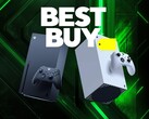 Best Buy-banderoll med Xbox-konsoler som visas