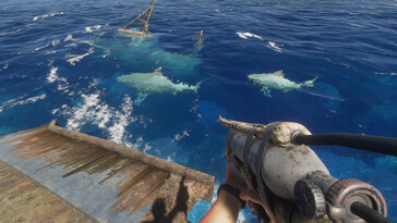 En bild som visar hajar i Stranded Deep.