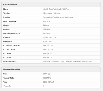 Geekbench 6-lista för Core Ultra 7 270K Plus. (Bildkälla: Geekbench)