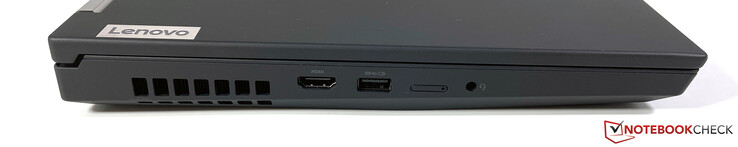 Vänster: HDMI 2.1, USB-A (3.2 Gen 1), SIM-kort, 3.5 mm ljudanslutning