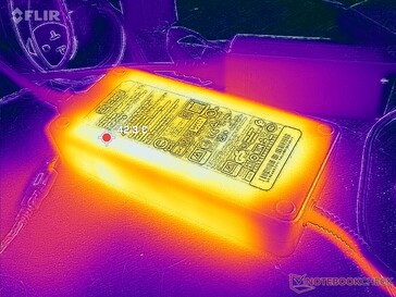 AC-adaptern når över 42 C vid krävande belastningar