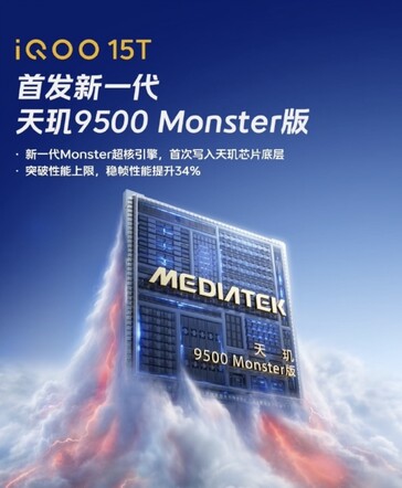 Dimensity 9500 Monster Edition bekräftad för iQoo 15T.