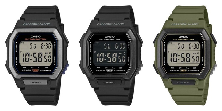 Från vänster till höger: klockorna Casio W-738H-1AV, W-738H-1BV och W-738H-3AV