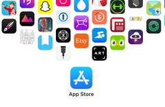 App Store-logotyp med ikoner för populära appar. Apple måste nu försvara sina avgifter för betalningar som görs utanför butiken.