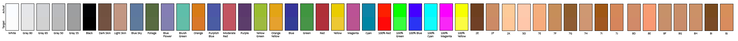 Inga synliga färgskillnader mellan de faktiska färgerna (övre halvan) och deras referensvärden (lägre halvan)