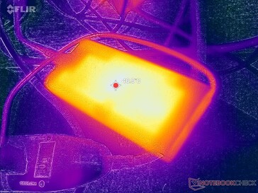 AC-adaptern når över 47 C vid krävande belastningar