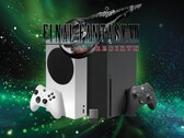 Final Fantasy 7 Rebirth-logotypen över Xbox-konsoler och lagring
