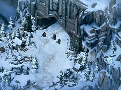 En bild som visar ett snötäckt landskap i Thronebreaker: The Witcher Tales.