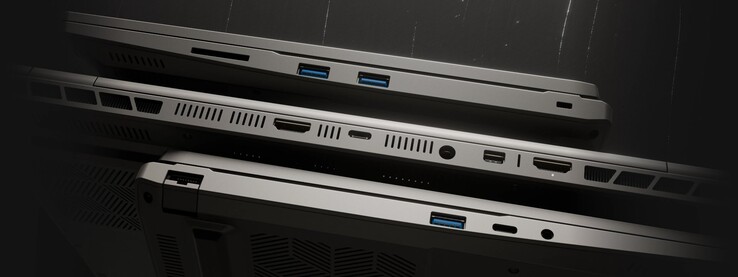 Den bärbara speldatorn Tuxedo InfinityBook Max 15 har ett anständigt utbud av portar. (Bildkälla: Tuxedo)