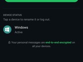 WhatsApp-inställningar som visar listan över anslutna enheter och informationen om end-to-end-kryptering