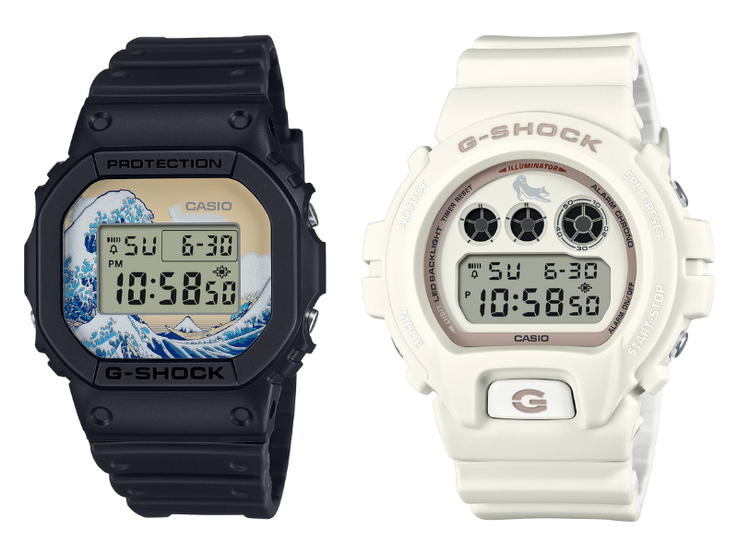De äldre Casio G-Shock DW-5600KHK24-1 (vänster) och DW-6900SHB-7 (höger) klockorna. (Bildkälla: Casio, redigerad)