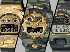 Casio lanserar enligt uppgift fyra nya klockor med Camo- och guldtema i juni (GA-V01CMG-3A finns inte med på bilden)