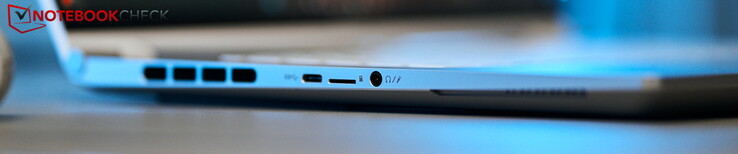 Till vänster: USB-C 3.2 Gen2, microSD, headset
