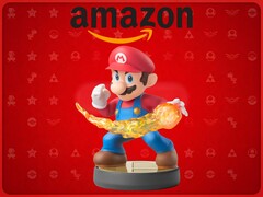 Banner med Mario amiibo och Amazon-logotyp visas
