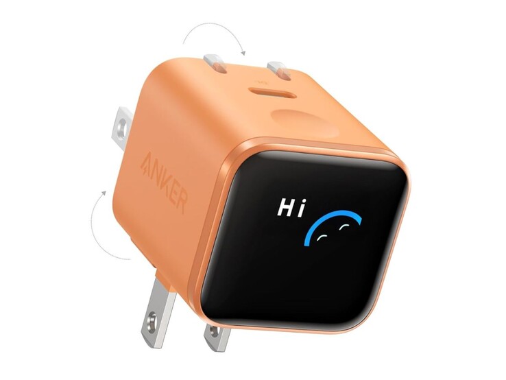 Den nya orange Anker Nano-laddaren (45W, Smart Display, 180° vikbar)