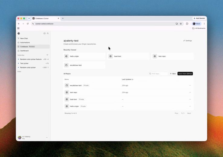 Användargränssnittet i Origin, en funktion i Cursor