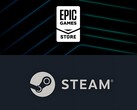 Epic Games Store-logotypen ovanför Steam-logotypen (Bildkälla: Epic Games, Steam med ändringar)