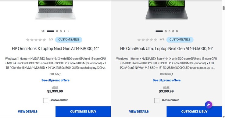Priser på 18-kärniga HP-laptops med Nvidia RTX Spark