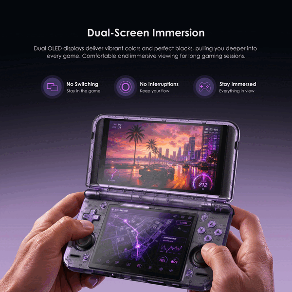Retroid Pocket Duo har dubbla OLED-skärmar.
