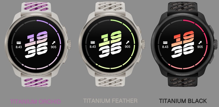 Smartklockan Suunto Race 3S finns i Titanium Orchid, Titanium Feather och Titanium Black.