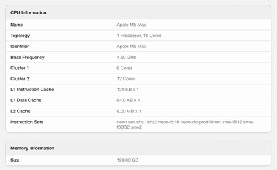 Detaljer om Geekbench-listan.