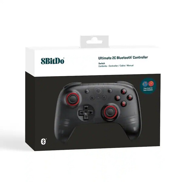 Translucent Black 8bitDo Ultimate 2C Bluetooth levereras med två joysticklock. (Bildkälla: 8BitDo)