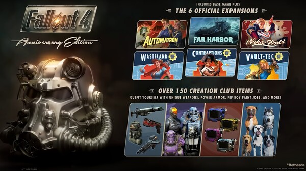 Fallout 4: Anniversary Edition kommer med alla sex DLC:er som släppts för spelet.