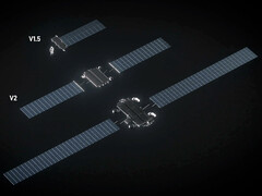 Jämförelse av storleken på SpaceX:s satelliter av generation 3 och generation 2