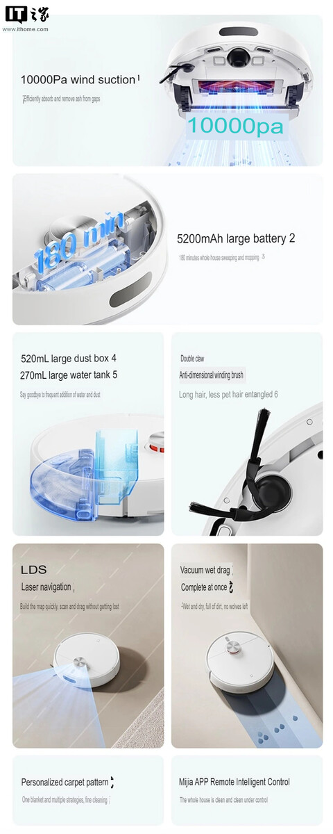 Xiaomi Mijia Robot Vacuum 4 specifikationer (översatt).