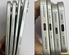 Påstådda iPhone 17-serie dummy-enheter visar ultra-slim formfaktor för den ryktade iPhone 17 Air i jämförelse med de andra tre modellerna. (Bildkälla: SonnyDickson på X)