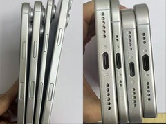 Påstådda iPhone 17-serie dummy-enheter visar ultra-slim formfaktor för den ryktade iPhone 17 Air i jämförelse med de andra tre modellerna. (Bildkälla: SonnyDickson på X)