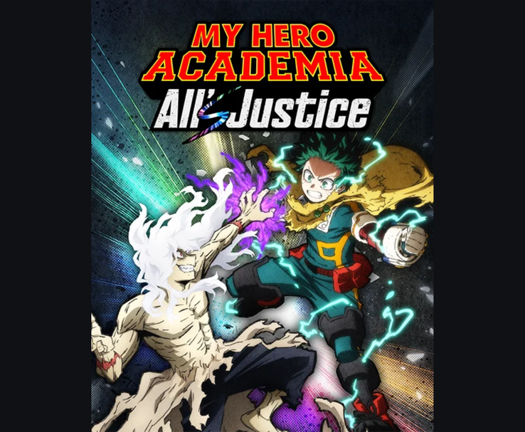 Key visual för My Hero Academia: All's Justice visar Izuku Midoriya som slåss mot Tomura Shigaraki med energieffekter. (Källa: Bandai Namco)