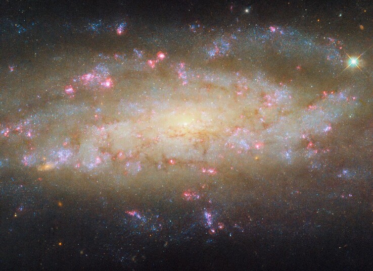 En bild av spiralgalaxen NGC 7456 som fångats av Hubble (Bildkälla: ESA/Hubble, NASA, och D. Thilker)