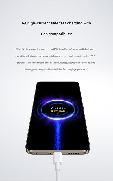 Snabb laddning med den 16 cm långa omvända laddningskabeln