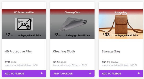 Ayaneo säljer också officiella tillbehör till Pocket Vert till ett reducerat pris under kampanjperioden. (Bildkälla: Ayaneo)