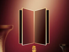 Samsungs nya teaser ser ut som en konventionell vikbar bok snarare än den ryktade trefaldiga smarttelefonen. (Bildkälla: Samsung)