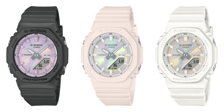 Från vänster till höger: GMAP2100PC1A, GMAP2100PC4A och GMAP2100PC7A. (Bildkälla: Casio)