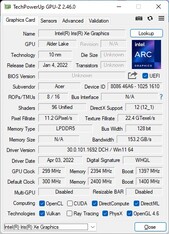 GPU-Z Intel Iris Xe-grafik