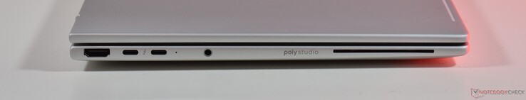 vänster: HDMI, 2x Thunderbolt 4, 3,5 mm ljud, smartkortsläsare