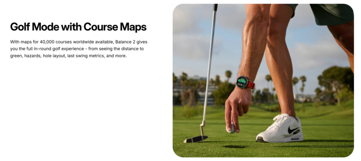Amazfit Balance 2 smartwatchs golfläge annonserades på produktlistor (skärmdump ovan). (Bildkälla: Amazfit)